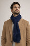Men's Scarf Knitwear with Tassels Navy Blue - Winter Warm - 4