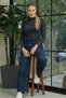 Women's Corded Fabric Knitwear Stretchy Long Sleeve Body Blouse (Bady) - 4
