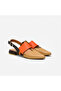Genuine Leather Brown-Khaki-Orange Low Heel Women's Shoes - 2