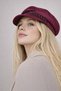Women's Cap Hat with Chain Detail Burgundy - Velvet Brimmed Captain Style - 3