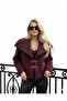 Double-Breasted Women's Jacket with Collar, Belt Closure, Cashemere, Long Sleeves - 2