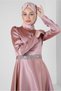 STONE DETAILED BELTED CHIFFON EVENING DRESS 50314 - 2