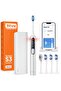 BV S3 Sonic Electric Toothbrush, Pressure Sensor, 8 Heads (White)
