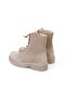 Women's Beige Zippered Suede Leather Boots - 7