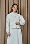 Women's Lace Detailed Zippered Jacket Set - 14385Tks - Stone - 2