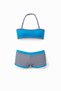 Girl's Blue Black Striped Shorts 4-12 Years Strapless Bikini Set Hzl24S-Lc9034