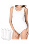 Women's Thick Strap Snap-On Bodysuit, 3-Pack, Cotton Comfort Fit, Casual & Layering Underwear