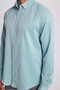 Men's Slim Fit Cotton Easy-Iron Green Button-Down Collar Shirt - 3