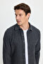 Men's Slim Fit Slim Fit Long Sleeve Solid Winter Lumberjack Dark Gray Shirt - 5