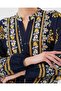 2423 Authentic Patterned Hijab Dress - Navy Blue 2 - 7