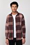 Slim Fit Long Sleeve Slim Fit Covered Double Pocket Checked Winter Lumberjack Men's Shirt