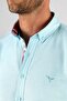Men's Slim Fit Slim Fit Long Sleeve Cotton Oxford Texture Turquoise Button Lapel Shirt - 4
