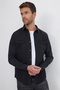 Men's Slim Fit Slim Fit Long Sleeve Denim Jeans Double Pocket Snap Black Shirt - 2