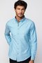 Men's Slim Fit Slim Fit Long Sleeve Cotton Oxford Texture Petrol Color Button Lapel Shirt