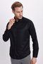 Slim Fit Long Sleeve Buttoned Collar Cotton Easy-Iron Plain Men's Shirt - 5