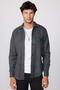 Slim Fit Long Sleeve Flat Winter Woody Men's Gray Shirt with Eyebrow Snaps and Anchor