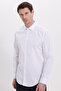 Slim Fit Long Sleeve Cotton Satin Men's White Shirt - 7