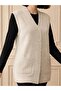 Beaded Stylish Patterned Mother's Vest with Pearl Detail / Cream - 2