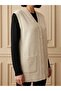 Beaded Stylish Patterned Mother's Vest with Pearl Detail / Cream - 4