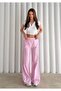 Women's Pink Striped Cotton Loose Pants - 4