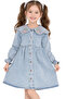 Girl's Embroidered Collar, Button Closure Front, Elasticized Ankles, Midi Length Dress