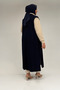 54005 Large Size Placket Pleated Wear-Out Vest - Navy Blue - 6