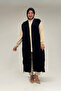 54005 Large Size Placket Pleated Wear-Out Vest - Navy Blue - 2