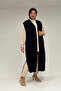54005 Large Size Placket Pleated Wear-Out Vest - Navy Blue