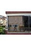 String Traction Height Adjustable Brown Cream Striped Balcony Curtain Thick Fabric - 3