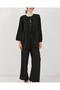 Women's Lace-Up Front Tunic Pants Double Set 6744 - Black - 3