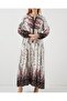 Women's Patterned Long Hijab Dress 2585 - A.Red - 3