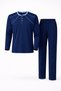 Men's Interlock Comfortable Fit Zero Collar High Quality Cotton Pajama Set 16670 - 5