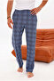 Men's Plaid Printed Cotton Pocketless Elastic Waist Summer Pajama Bottoms Turquoise-Burgundy - 3