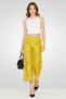 Women Regular Fit Lace Textured Wide Leg Cropped Pants, Yellow