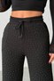 Women's Viva Black Studded Modal Fabric Wide-Leg Drawstring Waist High-Waist Trousers - 3