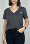 Women's 100% Cotton V-Neck Anthracite Short Sleeve T-Shirt - Heart Print - 2