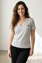 Regular Fit V-Neck Melange Short Sleeve T-Shirt with Heart Print - 3