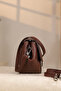 Brown Leather Bag with Shoulder Strap and Multiple Compartments - 40436 Genuine Leather - 2
