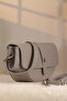 Light Gray Color Genuine Leather Bag - with Shoulder Strap and Sport 40436