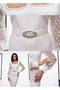 Women's Imported Scuba Fabric Sleeve with Bead Embroidery Belt Detail Lined Special Design Dress - 5