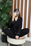 Black Pleated Maternity Lahusa Pajama Set - 4