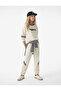 Shardonlu Long Sleeve Crew Neck Lace Detailed Printed Oversize Sweatshirt - 2