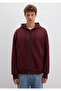 Hooded Zippered Claret Red Basic Sweatshirt 066979-70426 - 4