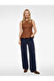 Slim Fit Sleeveless Peplum Cut Pleated Faux Suede Blouse