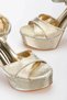 Women's Gold Cat Eye High Platform Blunt Toe Heels Comfortable and Fashionable Shoes and Bag Combination - 6