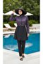 Lamis Women's Fully Covered Patterned Hijab Swimsuit Set of 4 with Bonnet and Bag - 5