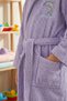 Children's Bathrobe Cotton Pcs Hooded Lilac 13-18 Years Unisex-Girl-Boy Belt Pcs Dolphin Embroidery Youth Bathrobe - 4