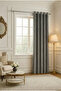 Velvet Textured Rustic Background Curtain - Gray - (Single Panel)