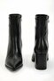 Women's Black Leather Heeled Boots&Bootie Pointed Toe - 2