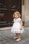 Baby girl's toddler dress with bow and flower detail, double collar, ruffled, 9-24 months - 5